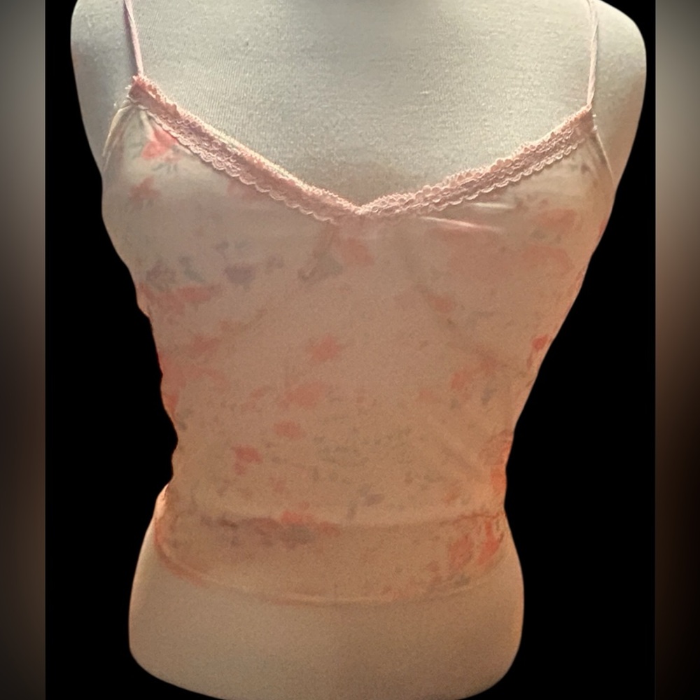 YESSTYLE V-neck camisole strap lace trim crop tank in yellow medium